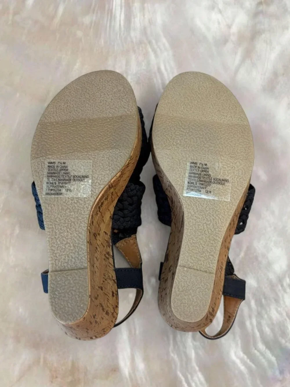 SO Navy Blue Woven Slingback Wedge Sandal